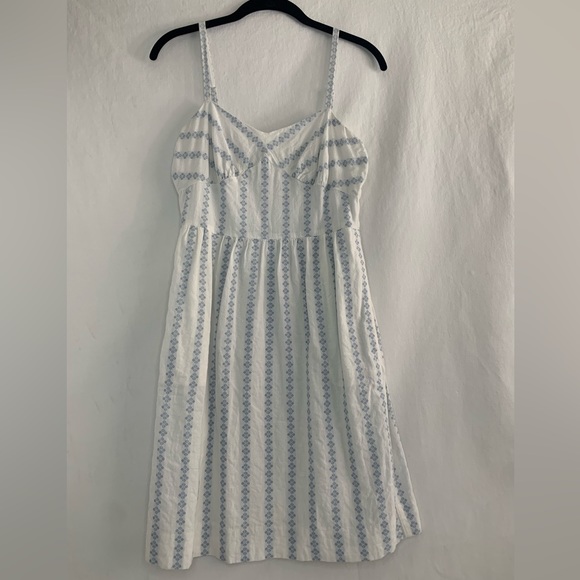 J. Crew Dresses & Skirts - J.Crew White & Blue Diamond Stitch Dress